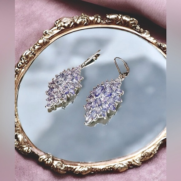 Lavender Tanzanite Sterling Silver Earrings - Picture 10 of 14